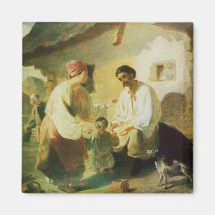 Shevchenkos Malerei - eine ländliche Familie Magnet