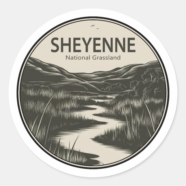 Sheyenne National Grassland Stream Runder Aufkleber (Vorderseite)