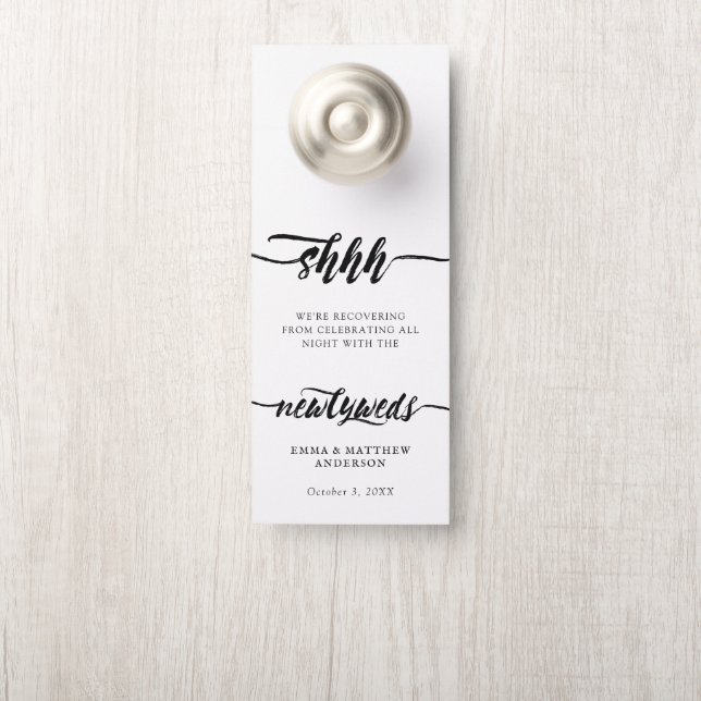 Shh Black Brush Script stört Hochzeiten nicht Türanhänger (Auf Knauf)