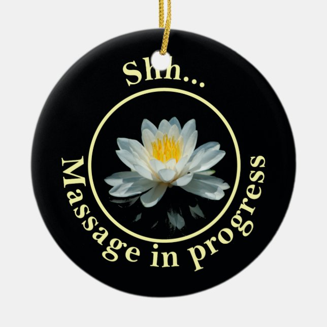 Shh... Massage im Vorfeld Schild Keramik Ornament (Vorne)
