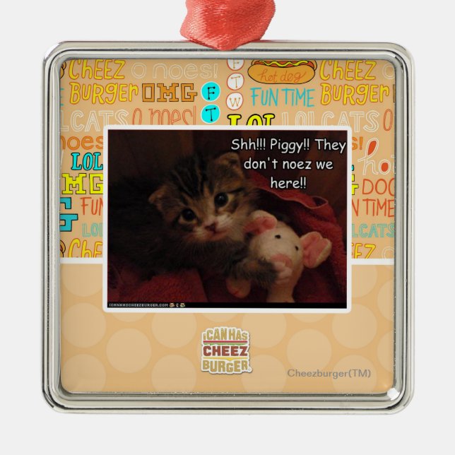 Shh!!! Piggy!! Silbernes Ornament (Vorne)