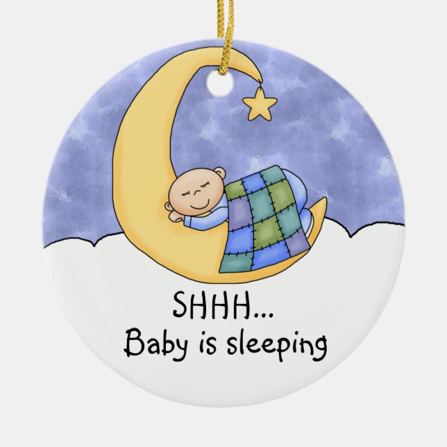 Shhh Baby-Schlafentür-Aufhänger Keramikornament (Vorne)