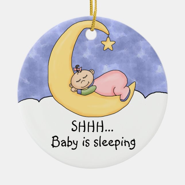 Shhh Baby-Schlafentür-Aufhänger Keramikornament (Vorne)