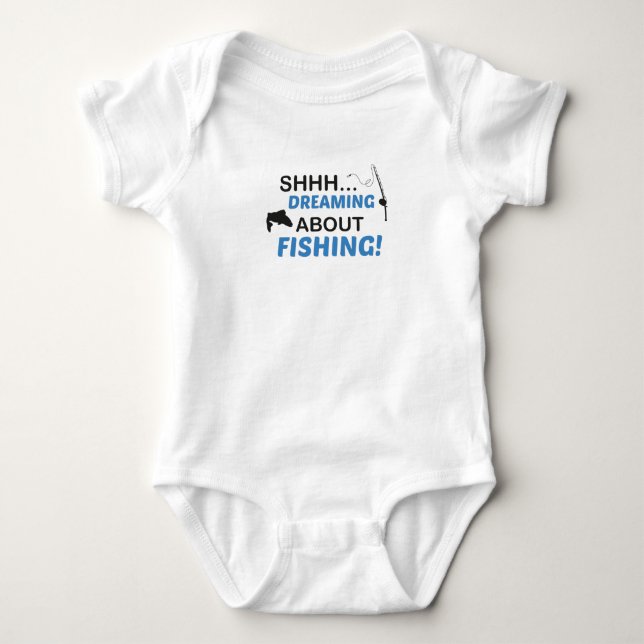 Shhh...dreaming about fishing!,Fishing Baby  Baby Strampler (Vorderseite)