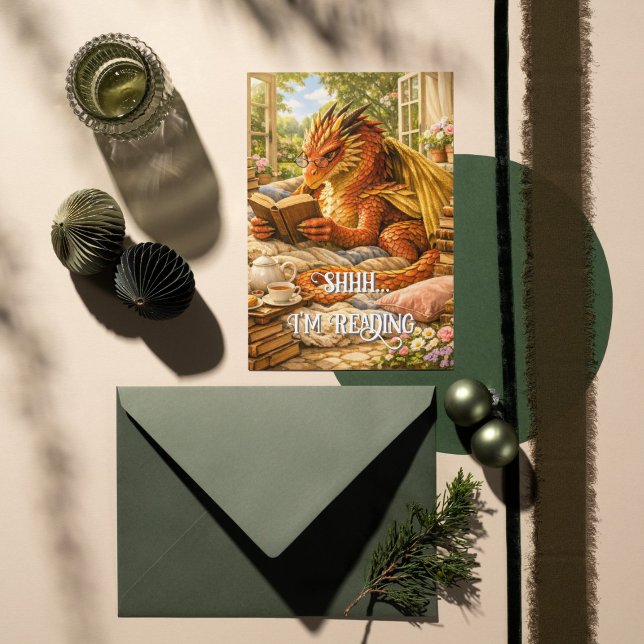 Shhh… Ich lese gemütlich mit Drache  Karte (Von Creator hochgeladen)