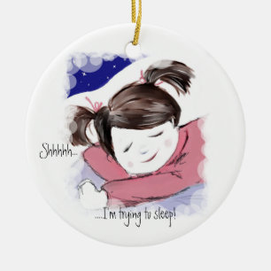 Shhh… kleines Mädchen Schlafen-Kunst Anhänger Keramikornament