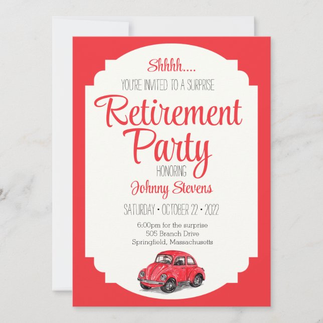 Shhh Surprise Retraite Party Invitation (Devant)