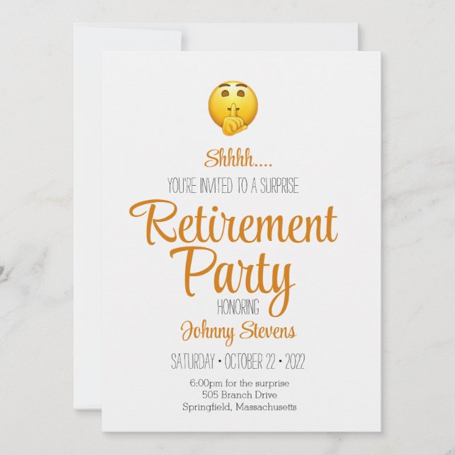 Shhh Surprise Retraite Party Invitation (Devant)