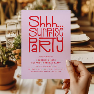Shhh Überraschung Party Moderne Geburtstag Einladung
