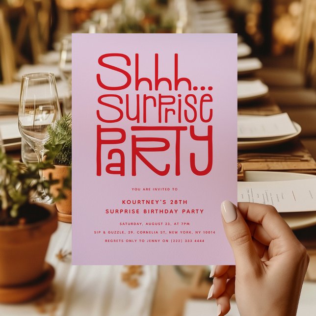 Shhh Überraschung Party Moderne Geburtstag Einladung (Von Creator hochgeladen)