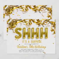 Shhhh Überraschung Party Einladung | Goldballons