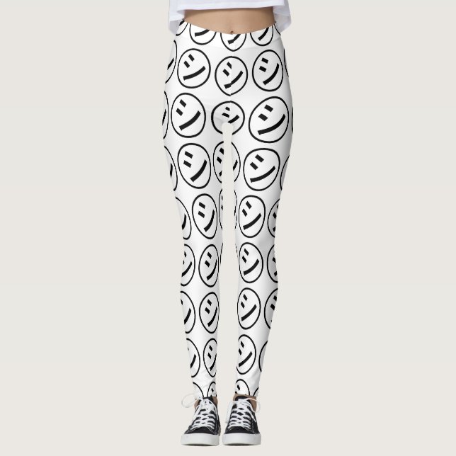 ㋛ Shi Kana Katakana Smiling Emoji / Emoticon Leggings (Vorderseite)