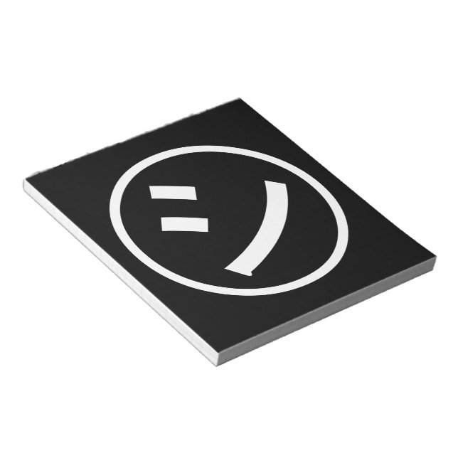 ㋛ Shi Kana Katakana Smiling Emoji / Emoticon Notizblock (angewinkelt)