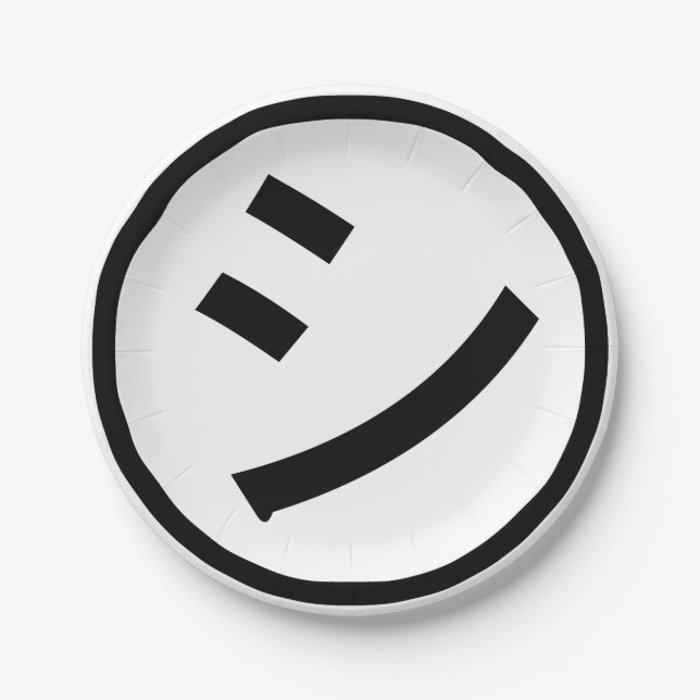 ㋛ Shi Kana Katakana Smiling Emoji / Emoticon Pappteller (Vorderseite)