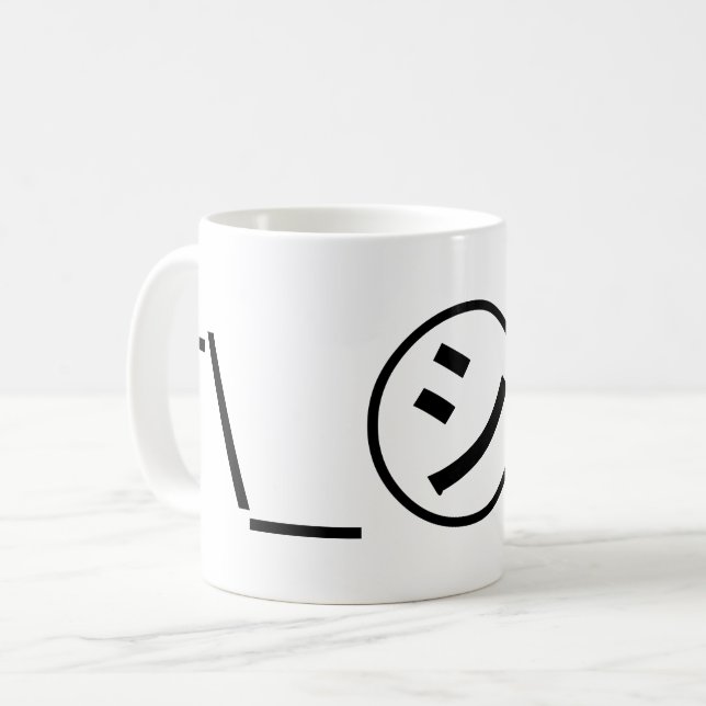 Shi Kana Shrug Emoticon Ø\_ ㋛_/ Japanisch Kaomoji Kaffeetasse (Vorderseite Links)