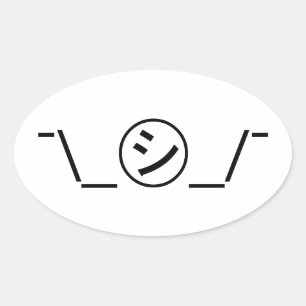 Shi Kana Shrug Emoticon Ø\_ ㋛_/ Japanisch Kaomoji Ovaler Aufkleber