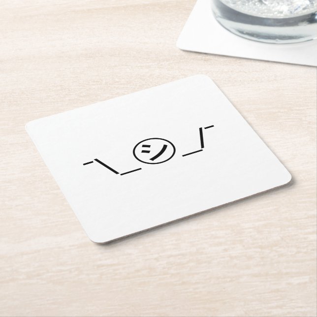 Shi Kana Shrug Emoticon Ø\_ ㋛_/ Japanisch Kaomoji Rechteckiger Pappuntersetzer (angewinkelt)