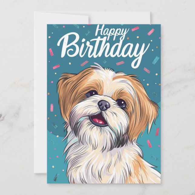 Shi Tzu Birthday Feiertagskarte (Vorderseite)