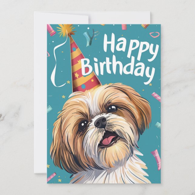 Shi Tzu Happy Birthday Feiertagskarte (Vorderseite)
