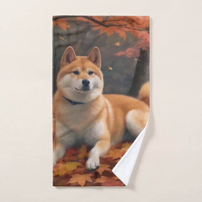 Shib Inu im Herbst Leaves Fall Inspiriert Badhandtuch Set (Handtuch)