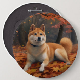 Shib Inu im Herbst Leaves Fall Inspiriert Button