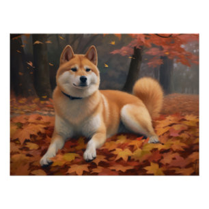 Shib Inu im Herbst Leaves Fall Inspiriert Poster