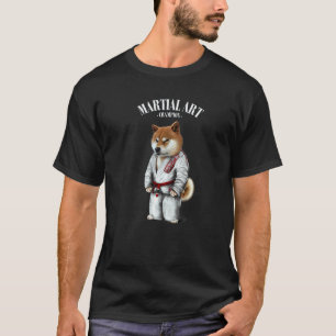 Shiba-Hund Judo Karate Meister in weißem Judogi T-Shirt