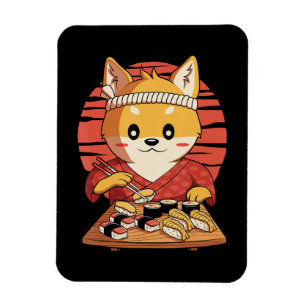 Shiba Hund mit Sushi   Yummy Food Gift Magnet