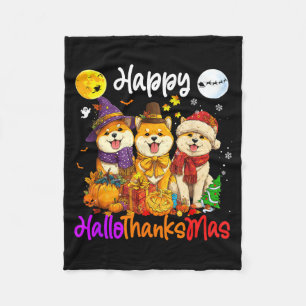 Shiba Hund Weihnachten Erntedankfest Frohes Hallow Fleecedecke