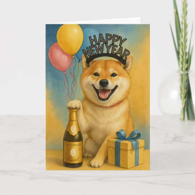Shiba Inc glücklich Neues Jahr Karte (Vorderseite)