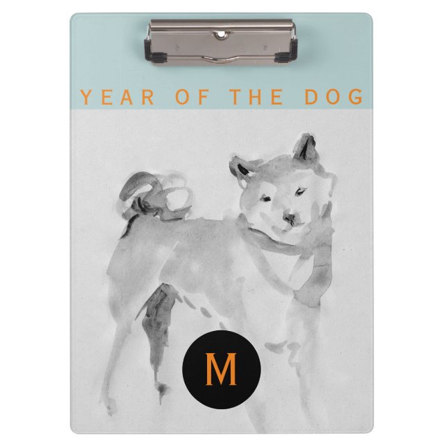 Shiba Inu 3 Gemälde Chinesischer Dog-Jahres-Monogr Klemmbrett (Vorderseite)