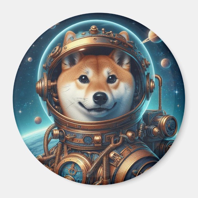 Shiba Inu Astronaut 3 Inch Magnet (Vorne)