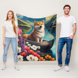 Shiba Inu auf einem Paddle: Ein Landschaftliches A Fleecedecke
