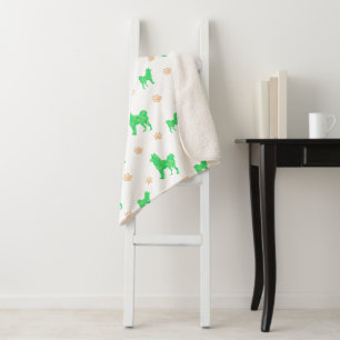 Shiba Inu Blanket - Minimal Pastel Green Gift Sherpadecke