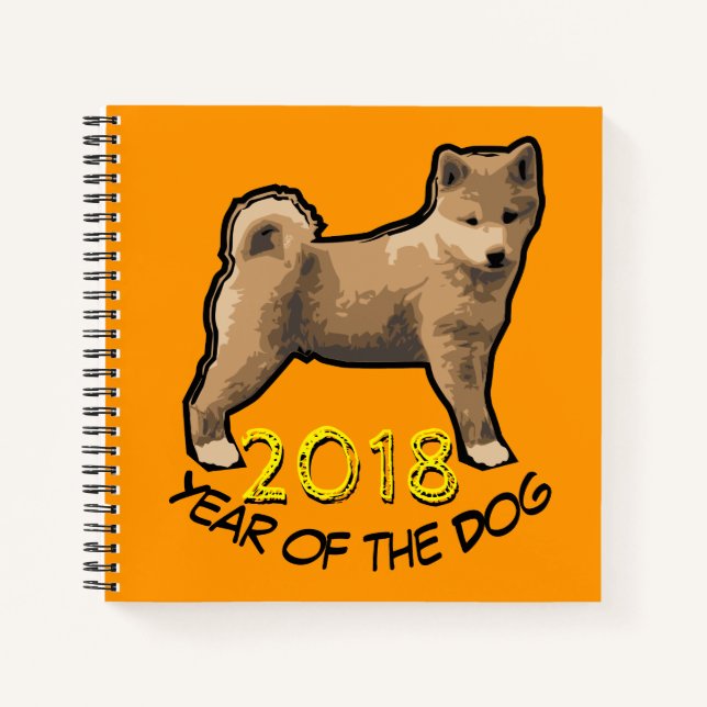 Shiba inu Chien Année 2018 Carré Carnet (Devant)