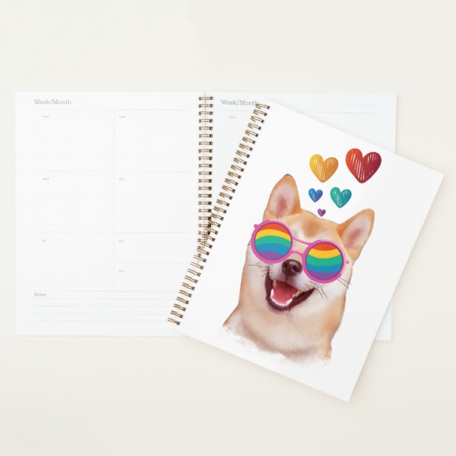 Shiba Inu Chien avec Coeurs Saint Valentin (Devant avec enveloppe)