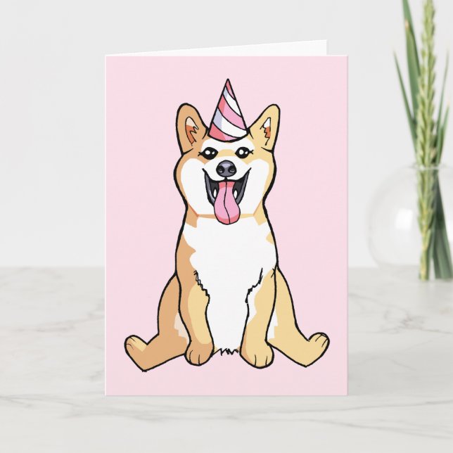 Shiba Inu Chien Dessin Bonne Carte d'Anniversaire (Devant)