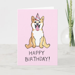 Shiba Inu Chien Dessin Bonne Carte d'Anniversaire
