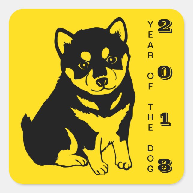 Shiba Inu Chinese Dog Year 2018 Square Sticker (Vorderseite)