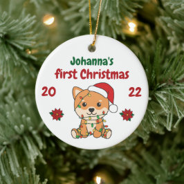 Shiba Inu Christmas Babys erste Weihnachten Keramik Ornament