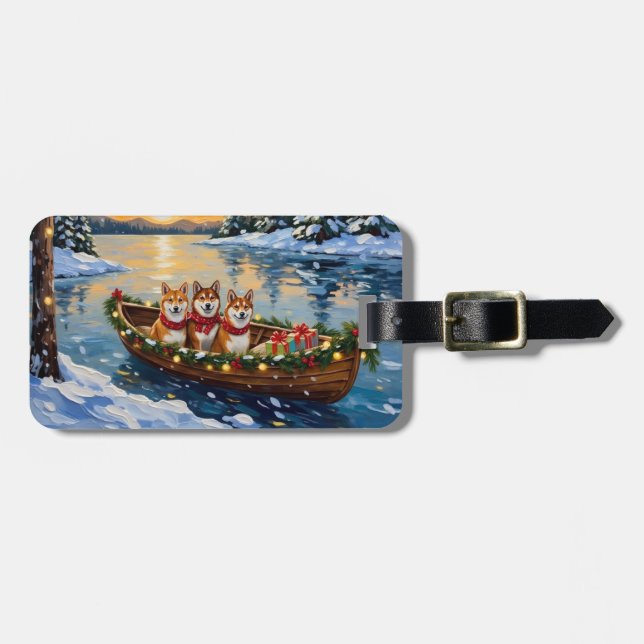 Shiba Inu Christmas Boat Holiday Gepäckanhänger (Vorderseite horizontal)