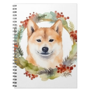 Shiba Inu Christmas Wreath Festivals Notizblock