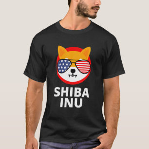Shiba Inu Coin US Flag Sonnenbrille Krypto T-Shirt