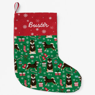 Shiba Inu Custom dog name black and tan Kleiner Weihnachtsstrumpf