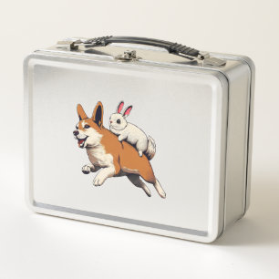 Shiba Inu Dog and Rabbit - Gemeinsam gestalten Metall Brotdose