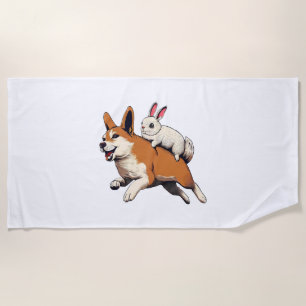 Shiba Inu Dog and Rabbit - Gemeinsam gestalten Strandtuch