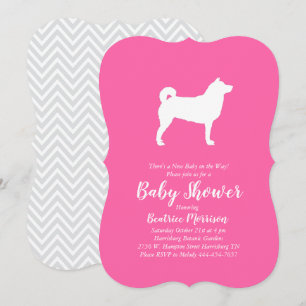 Shiba Inu Dog Baby Shower Girl Pink Einladung