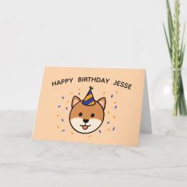 Shiba Inu Dog | Blauer und orangefarbener Geburtst Karte