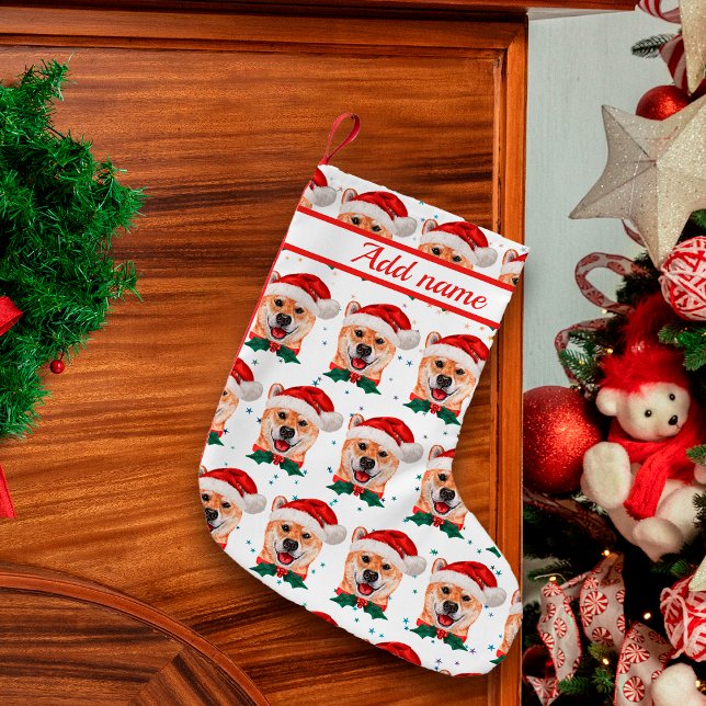 Shiba Inu Dog Breed Christmas Stars Kleiner Weihnachtsstrumpf (Von Creator hochgeladen)