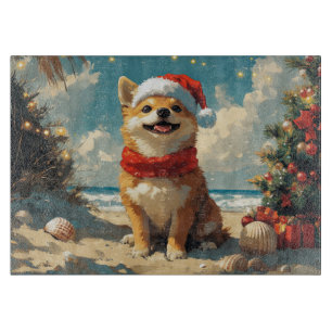 Shiba Inu Dog Christmas Vintag Beach Schneidebrett